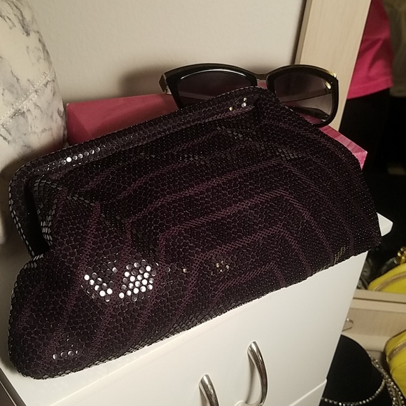 unknown Handbags - Vintage Purple and Black Sparkly Clutch